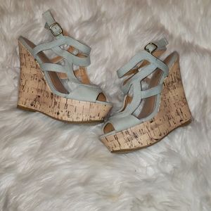 Denim Wedge Sandals